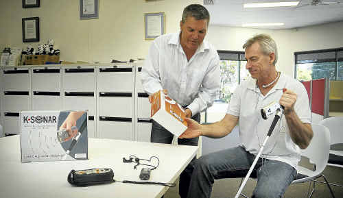 Jeremy Hill, left, and Matt Wood with equipment to be showcased at the vision aid expo. Jeremy Hill, left, and Matt Wood with equipment to be showcased at the vision aid expo.